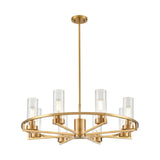 8 Light Pendant - Aged Brass, Clear Ribbed Glass (0194CAM24898)