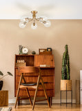 5 Light Semi Flush Fitting in Aged Brass and Clear Glass (0194CHAFL24835)