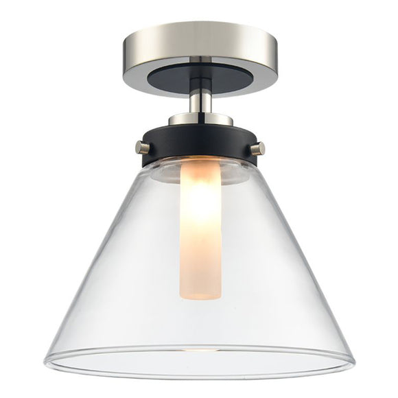 1 Light Bathroom Flush in Matt Black and Polished Nickel (0194CONCF5807)