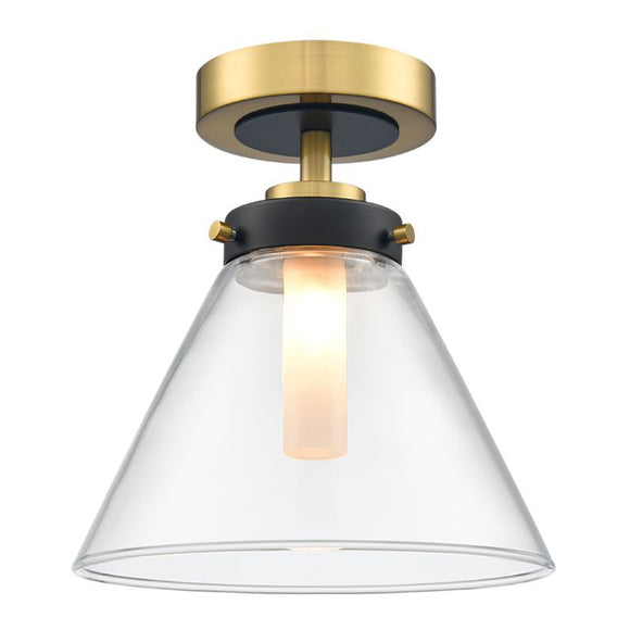 1 Light Bathroom Flush in Matt Black and Aged Brass (0194CONCF5808)
