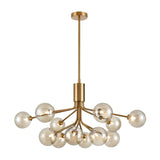 12 Light Ceiling Pendant in Antique Gold with Amber Glass (0194COSFL247012377)