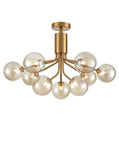 9 Light Ceiling Pendant in Antique Gold with Amber Glass (0194COSFL24709377)