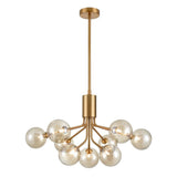 9 Light Ceiling Pendant in Antique Gold with Amber Glass (0194COSFL24709377)