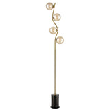 4 Light Floor Lamp in Antique Gold with Amber Glass (0194COSSL266377)