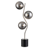 3 Light Table Lamp in Satin Nickel with Smoked Glass (0194COSTL209376)