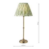 1 Light Rechargeable Table Light in Matt Antique Brass with Green Cotton Mix Shade (0183DAH4275)