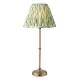 1 Light Rechargeable Table Light in Matt Antique Brass with Green Cotton Mix Shade (0183DAH4275)