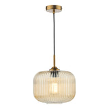 1 Light Pendant Natural Brass and Amber Glass (0183DEM0106)