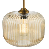 1 Light Pendant Natural Brass and Amber Glass (0183DEM0106)