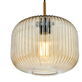 1 Light Pendant Natural Brass and Amber Glass (0183DEM0106)