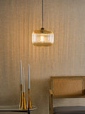 1 Light Pendant Natural Brass and Amber Glass (0183DEM0106)