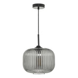1 Light Pendant Black and Smoked Glass (0183DEM0110)
