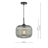 1 Light Pendant Black and Smoked Glass (0183DEM0110)