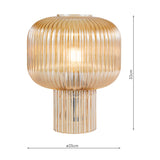Table Lamp Amber Ribbed Glass (0183DEM4206)