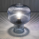 Table Lamp Blue Ribbed Glass (0183DEM4223)