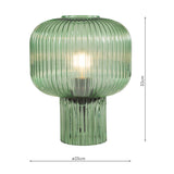 Table Lamp Green Ribbed Glass (0183DEM4224)