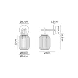 1 Light Wall Light Switched, E27, Brass Gold With 14cm Tubular Ribbed Glass, Green - Other Colours available  (1230RUBLTK2266)