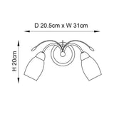 1 Light Chrome Wall Light with White Glass Shades (0711MEA2WBCH)