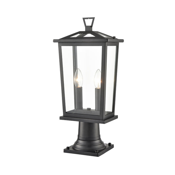 2 Light Exterior Pedestal in Matt Black (0194EXT6649)