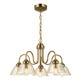 5 Light Pendant Antique Bronze with Amber Glass (0183ERI0563)