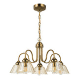 5 Light Pendant Antique Bronze with Amber Glass (0183ERI0563)