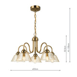5 Light Pendant Antique Bronze with Amber Glass (0183ERI0563)