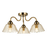 3 Light Semi Flush Antique Bronze with Amber Glass(0183ERI5363)