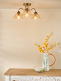 3 Light Semi Flush Antique Bronze with Amber Glass(0183ERI5363)