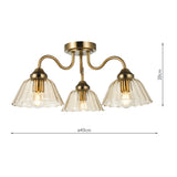 3 Light Semi Flush Antique Bronze with Amber Glass(0183ERI5363)