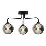 3 Light Semi-Flush Matt Black with Smoked Glass (0183FEY032201)
