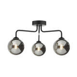 3 Light Semi-Flush Matt Black with Smoked Glass (0183FEY032201)