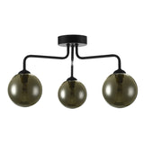 3 Light Semi-Flush Matt Black with Smoked Glass (0183FEY032201)