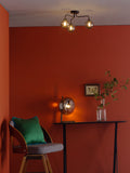 3 Light Semi-Flush Matt Black with Smoked Glass (0183FEY032201)
