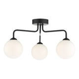 3 Light Semi-Flush Matt Black with Opal Glass (0183FEY032202)