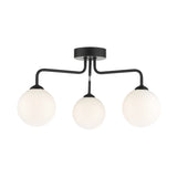 3 Light Semi-Flush Matt Black with Opal Glass (0183FEY032202)