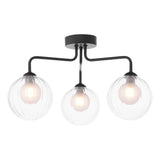 3 Light Semi-Flush Matt Black with Clear/Opal Glass (0183FEY032220)