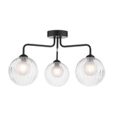 3 Light Semi-Flush Matt Black with Clear/Opal Glass (0183FEY032220)