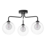 3 Light Semi-Flush Matt Black with Clear/Opal Glass (0183FEY032220)