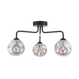 3 Light Semi-Flush Matt Black with Closed Organic Smoked Glass (0183FEY032228)