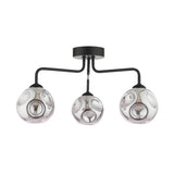 3 Light Semi-Flush Matt Black with Closed Organic Smoked Glass (0183FEY032228)