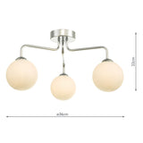 3 Light Semi-Flush Polished Chrome with Opal Glass (0183FEY035002)