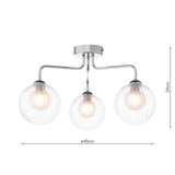 3 Light Semi-Flush Polished Chrome with Clear/Opal Glass (0183FEY035020)