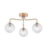 3 Light Semi-Flush Antique Bronze with Ribbed Glass (0183FEY036308)