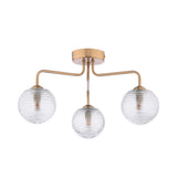 3 Light Semi-Flush Antique Bronze with Ribbed Glass (0183FEY036308)