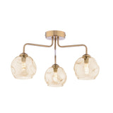 3 Light Semi-Flush Antique Bronze with Organic Amber Glass (0183FEY036316)