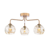 3 Light Semi-Flush Antique Bronze with Organic Amber Glass (0183FEY036316)
