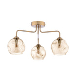 3 Light Semi-Flush Antique Bronze with Organic Amber Glass (0183FEY036316)
