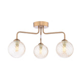 3 Light Semi-Flush Antique Bronze with Twisted Amber Glass (0183FEY036325)