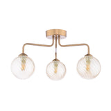 3 Light Semi-Flush Antique Bronze with Twisted Amber Glass (0183FEY036325)