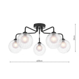 5 Light Semi-Flush Matt with Clear/Opal Glass (0183FEY052220)